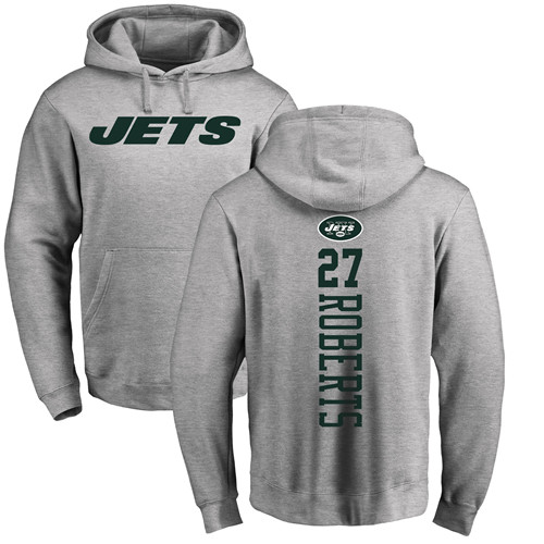 New York Jets Men Ash Darryl Roberts Backer NFL Football #27 Pullover Hoodie Sweatshirts->nfl t-shirts->Sports Accessory